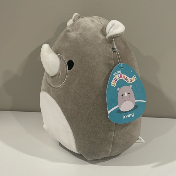 Squishmallow Irving Rhino 8" NWT Gray Safari Jungle Zoo - Picture 3 of 5